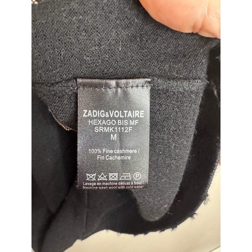 Zadig & Voltaire Miss Bis Embellished Cashmere Sweater Black sz M - Picture 5 of 6